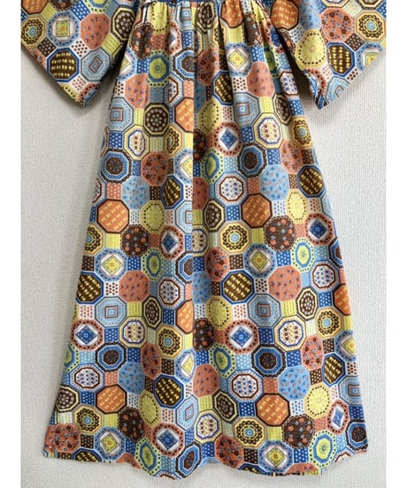 70's patchwork print one-piece ②