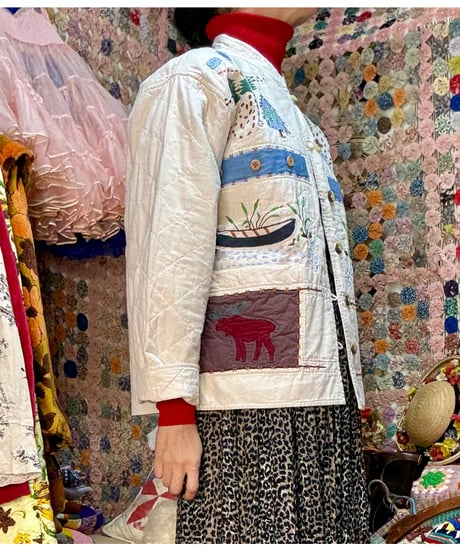 forest motif quilting jacket