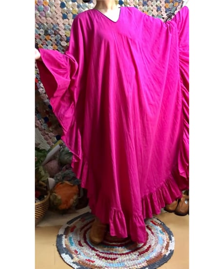 80s ruffle cotton dress