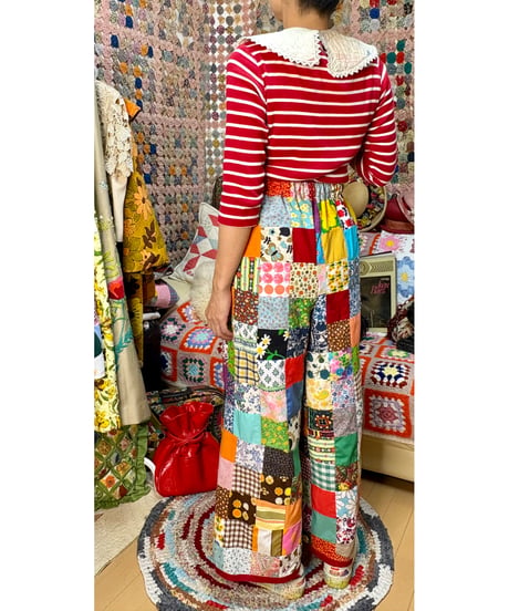 patchwork super wide leg pants