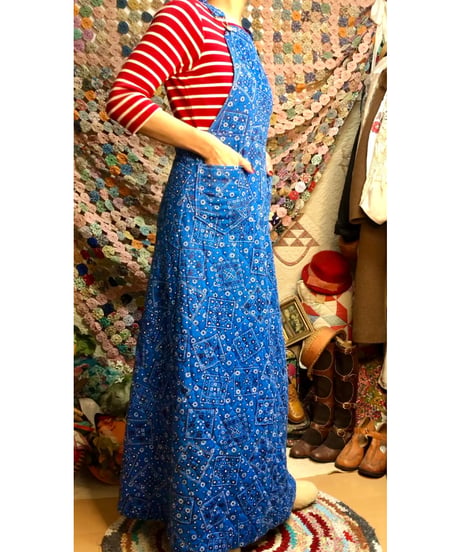 70s bandana print quilting salopette