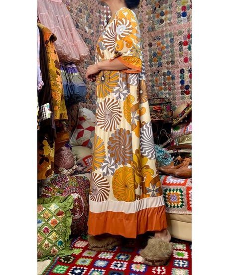 70s psychedelic print dress