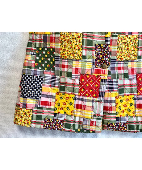 70s patchwork print quilted skirt