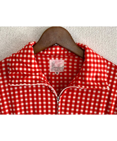 70s checkered polyester dress