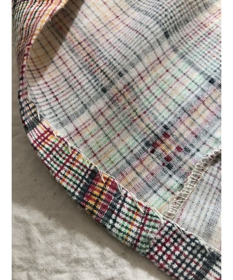 1970's shirring plaid  one-piece