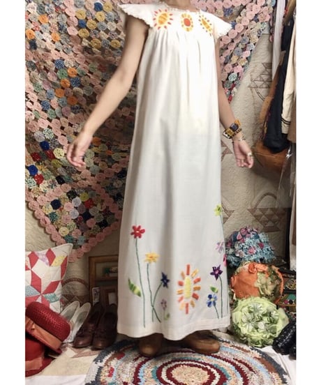 1970's hand embroidered one-piece