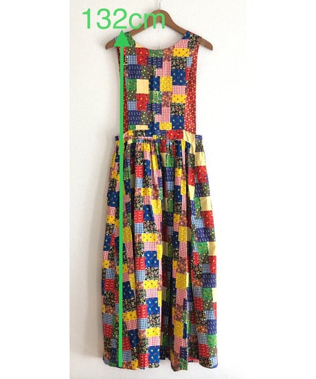patchwork print apron dress