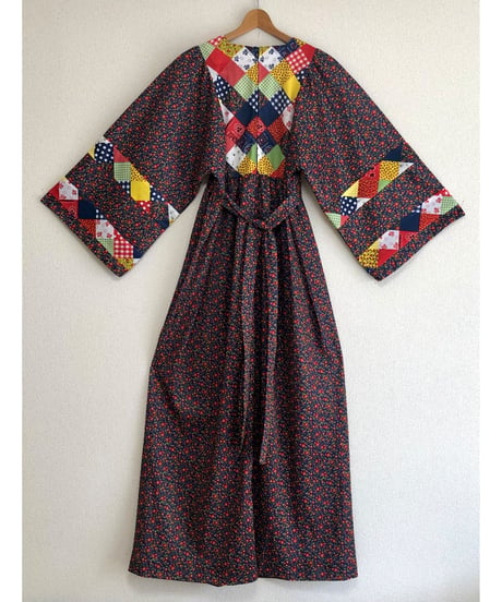 70's patchwork print dress