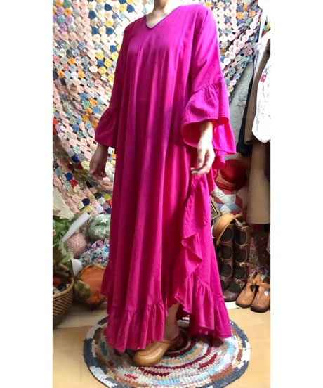 80s ruffle cotton dress