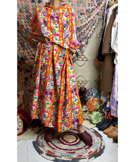 60s oriental print dress