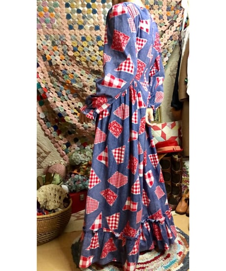 70s patch print dress