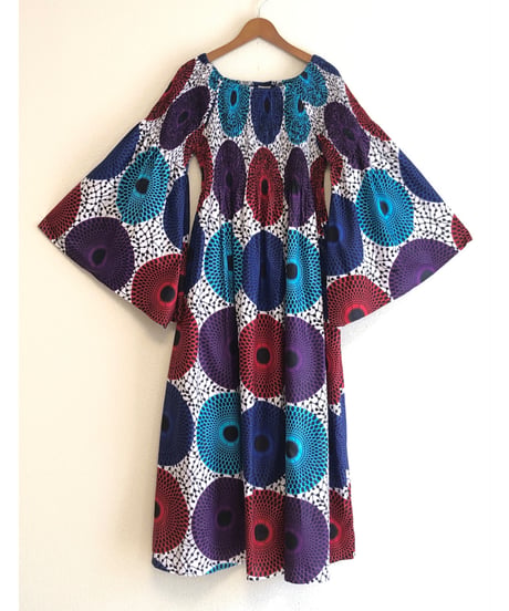 flare sleeve batik dress