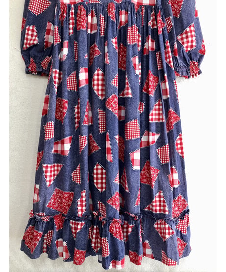 70s patch print dress
