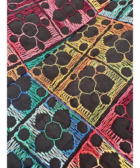 70s embroidered quilting skirt