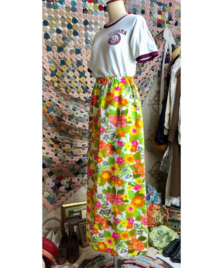 60-70's hawaiian flower skirt