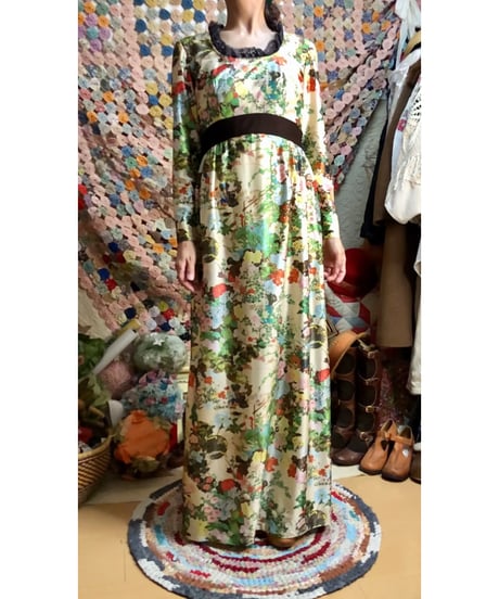 60-70s floral oriental dress