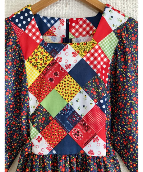 70's patchwork print dress