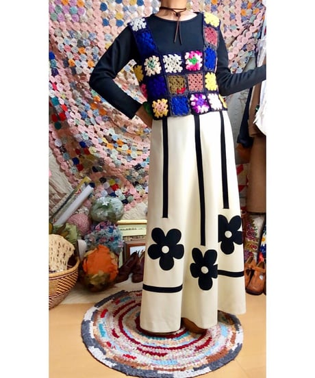 60s monotone flower dress