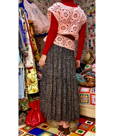 80s leopard tiered skirt
