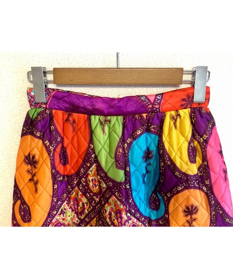 70s paisley quilting skirt