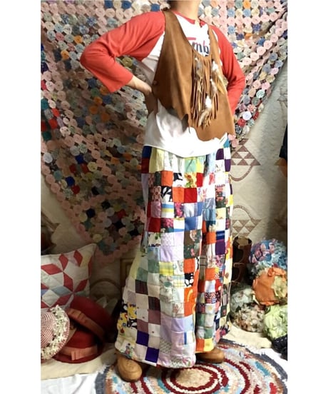 patchwork super wide pants
