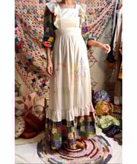 70's patchwork print apron dress