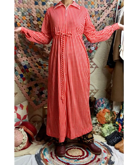 70s checkered polyester dress