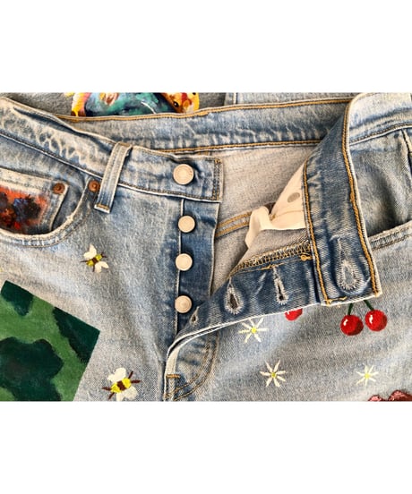 hand painted denim pants