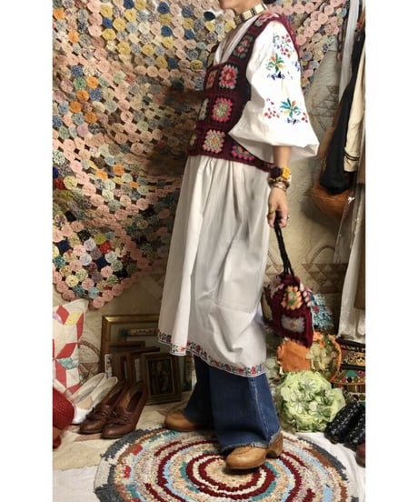 granny square vest and bag burgundy