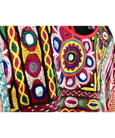 70's mirror work embroidered dress