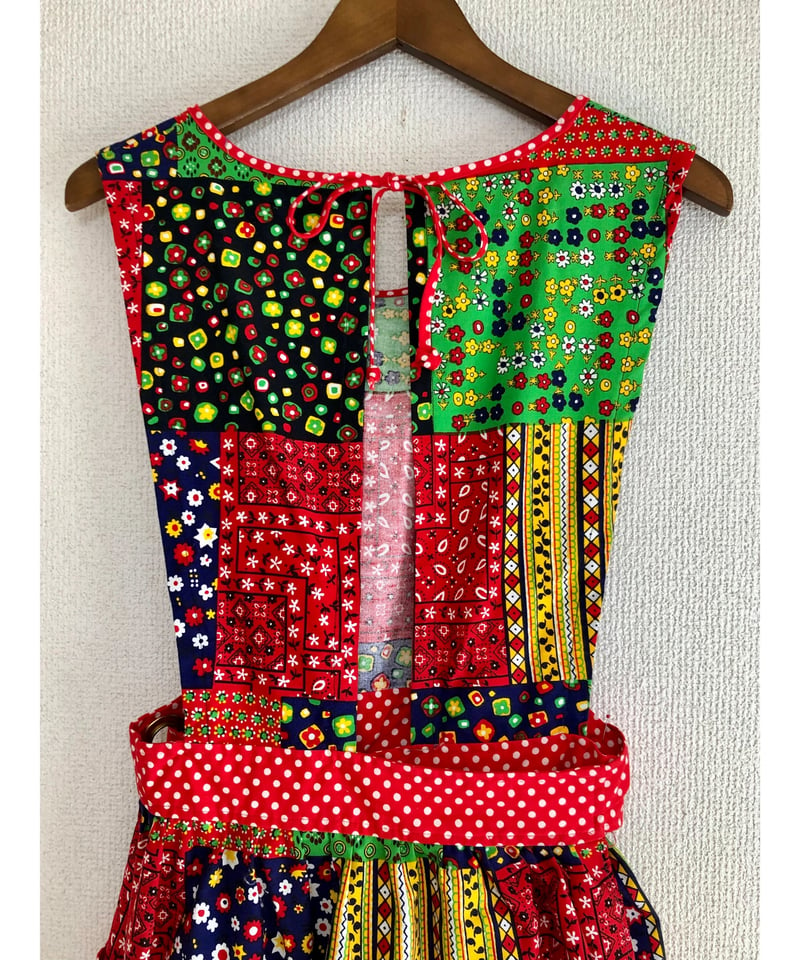 70s patchwork print apron dress | Quilt