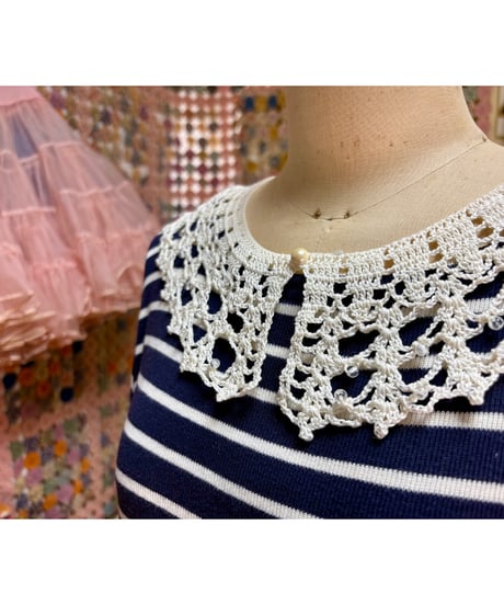 clear beads crochet collar