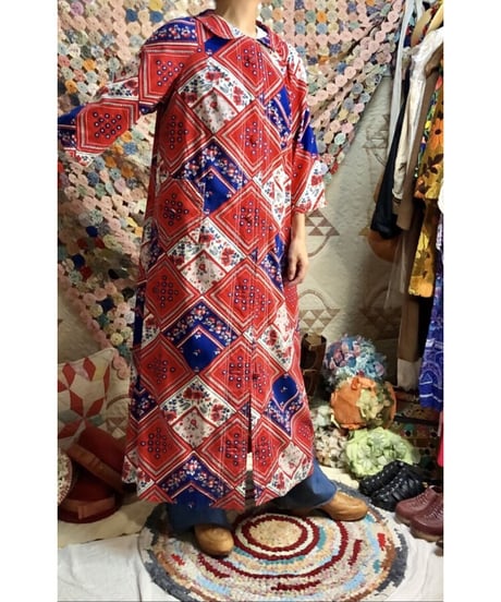 handkerchief patchwork print robe