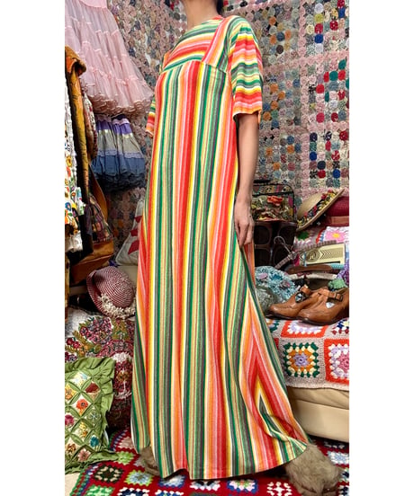 70s stripe pile dress