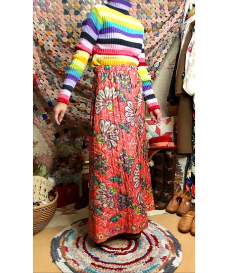 70s quilting flower skirt