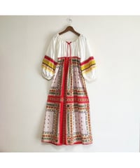 70s balloon sleeve flower print dress