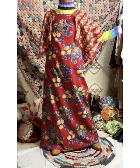 70's flower cotton dress