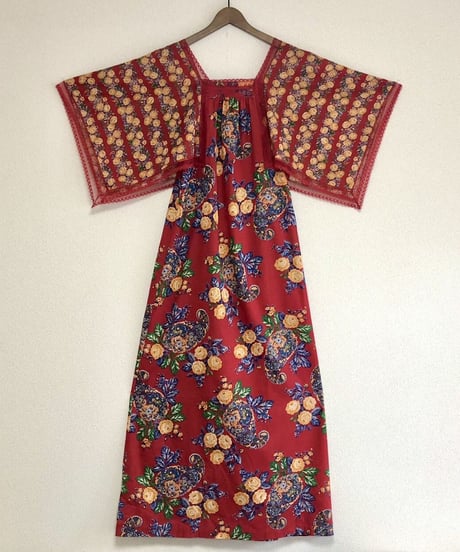 70's flower cotton dress