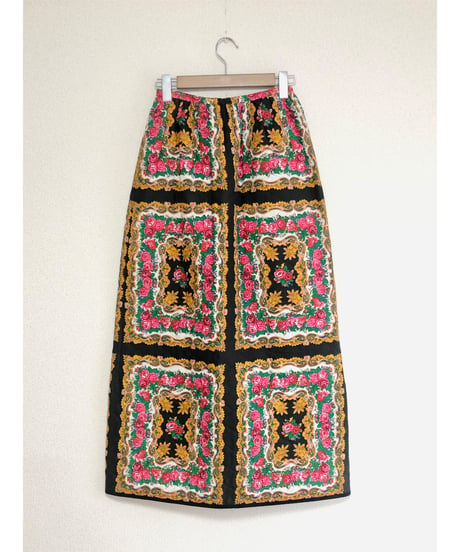 70s paisley and flower quilting skirt