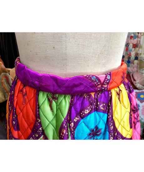 70s paisley quilting skirt