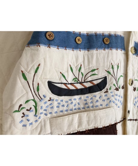 forest motif quilting jacket