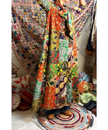 patchwork print paisley dress