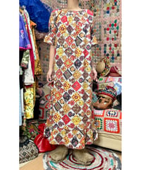 70s patchwork print dress