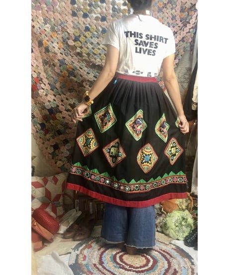 hand embroidered mirror work skirt