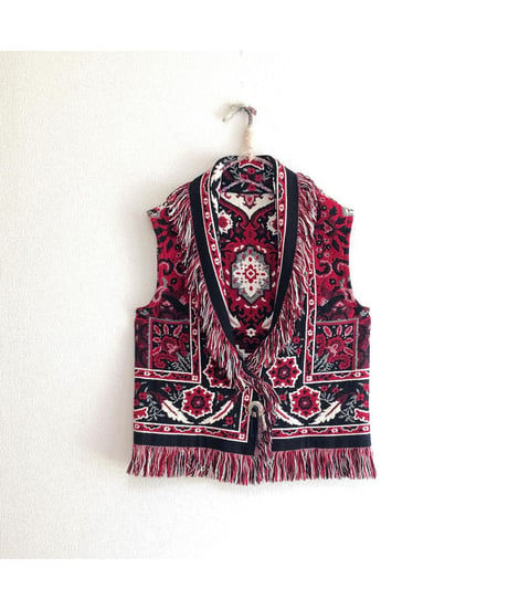 tapestry fringe concho vest