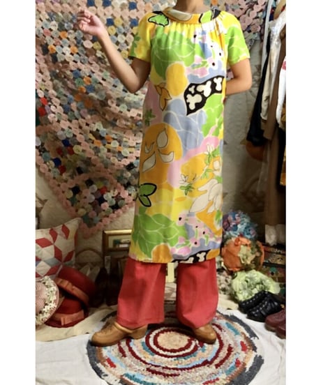 60's flower midi dress