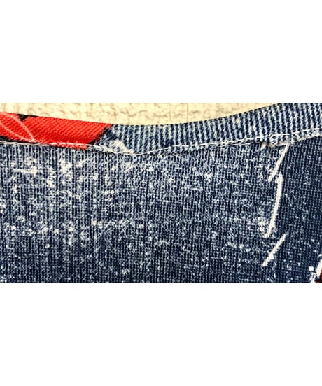 70's denim patchwork print dress