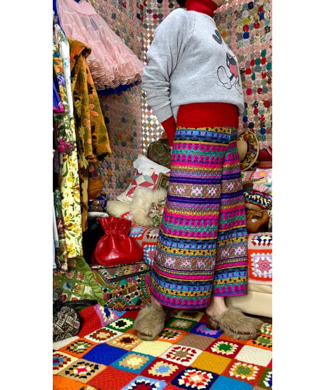 60-70s quilted wide leg pants