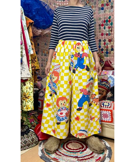 Raggedy Ann & Andy super wide leg pants（70s fabric）