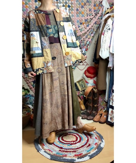 tree motif patchwork jacket